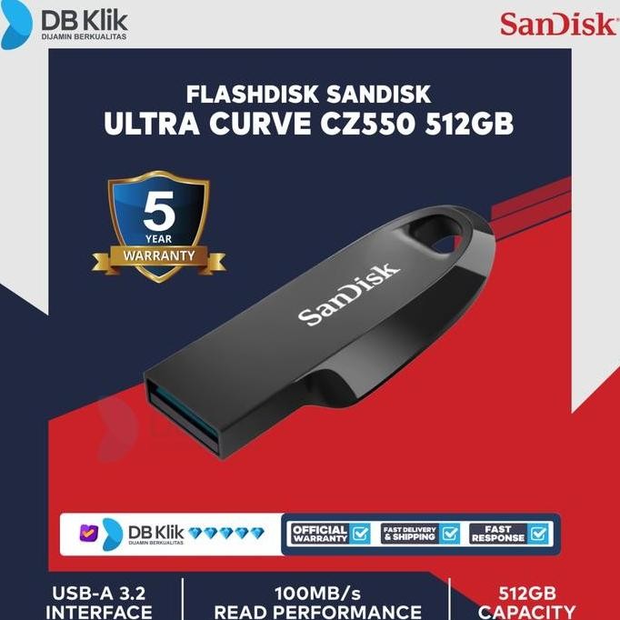 TERMURAH - Flashdisk SanDisk Ultra Curve CZ550 512GB USB 3.2 (SDCZ550-512G-G46)