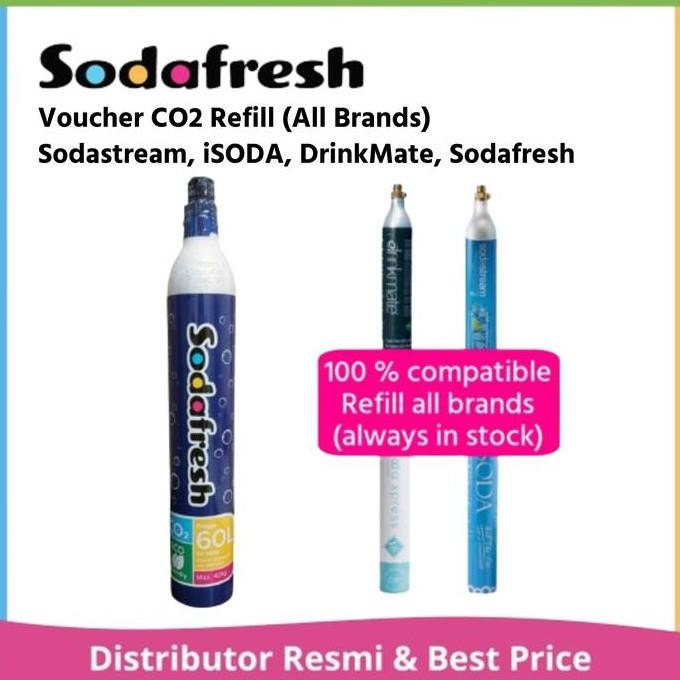 TERMURAH - SodaStream, Ace, Drinkmate, iSoda, Sodafresh CO2 Refill Voucher
