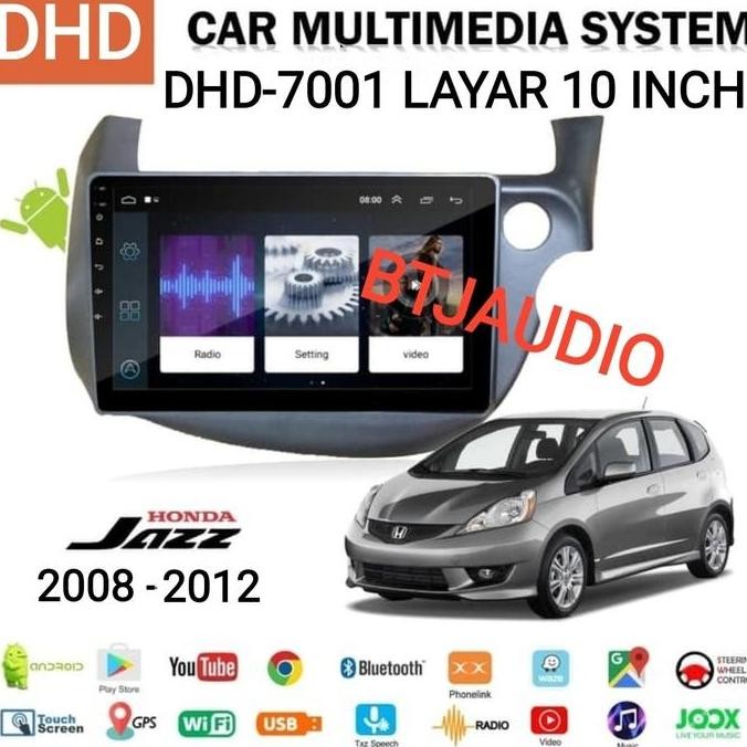 '' Head Unit Tape Tv Mobil Android Honda Jazz 2008-2012 Layar 10 Inch ''