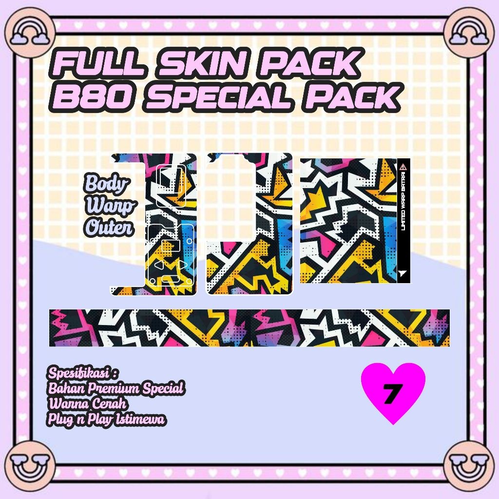 

Stiker Pack Dalam Luar Batrai B80 7 Garskin/Stiker Case Bisa Custom Motif - 2Pcs