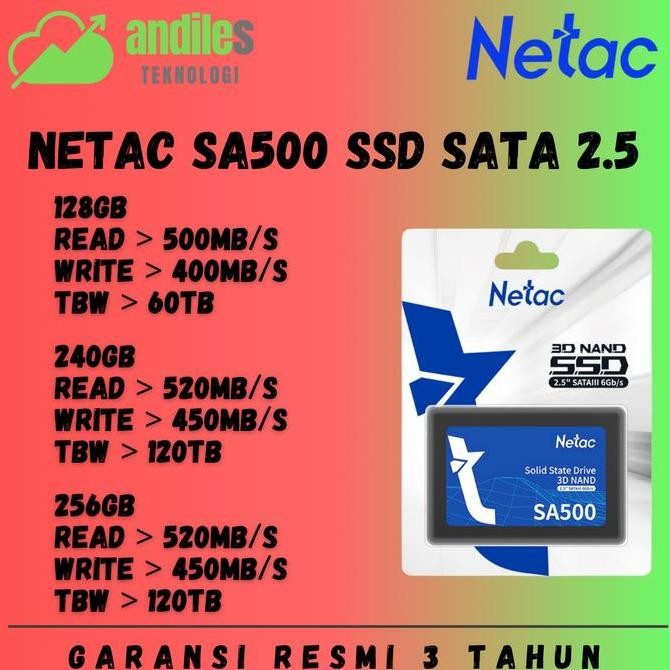 TERMURAH - SSD SATA 128GB - SSD SATA 240GB - SSD SATA 256GB -  SSD SATA NETAC 128GB - SSD SATA NETAC
