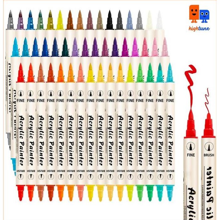 

HIGHTUNE ACRYLIC MARKER DUAL HEAD WATERCOLOR DRAWING PEN 12/24/36/48 QUICK-DRYING SPIDOL AKRILIK ORIGINAL DAN TERPERCAYA