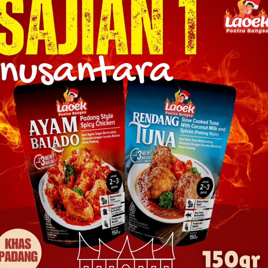 

Sajian Nusantara 1 Ayam Balado Dan Rendang Tuna Makanan Siap Saji Lauk Siap Saji 150Gram
