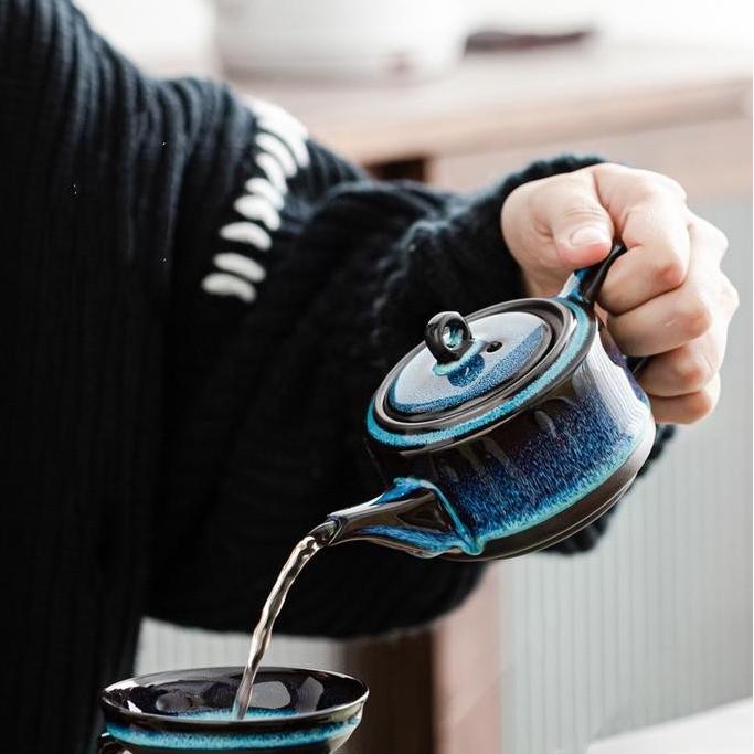 

Terlaris Yao Bian Gift Box Semi Kiln Porcelain Tea Set Teko Cups Teapot Teh Ready Stok