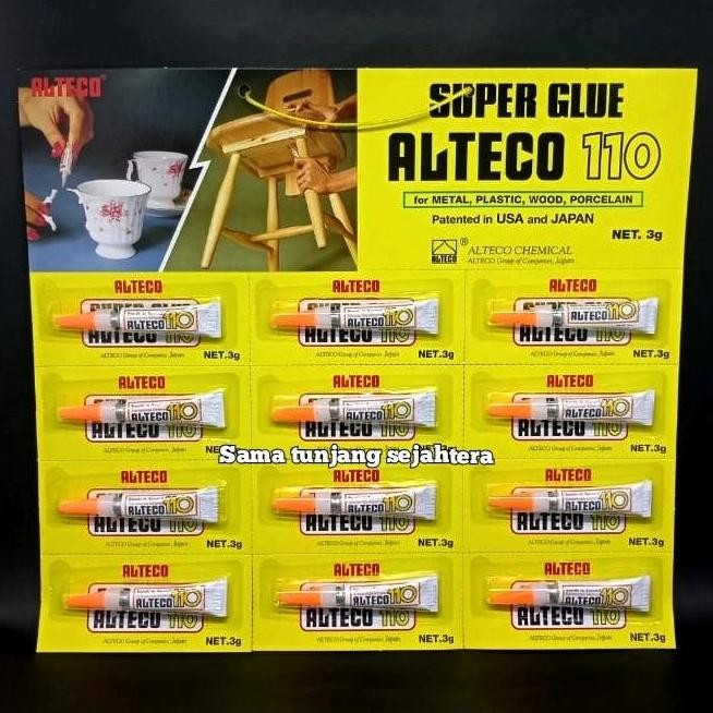

terbaru lem super glue alteco 110-12 3g | 1 lusin lem serbaguna kuat