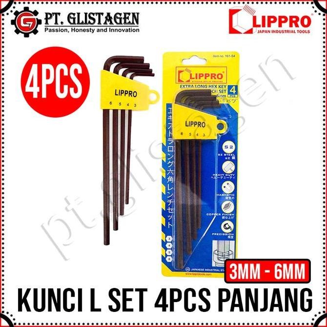 Promo Lippro 161-S4 Kunci L Set Panjang 4 Pcs Extra Long Hex Key Set 4Pcs 3Mm - 6Mm Flat