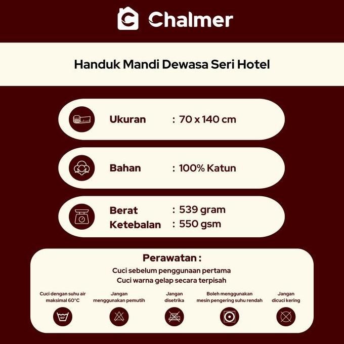 Handuk Mandi Hotel Chalmer 70 x 140 cm Handuk Hotel Premium Tebal