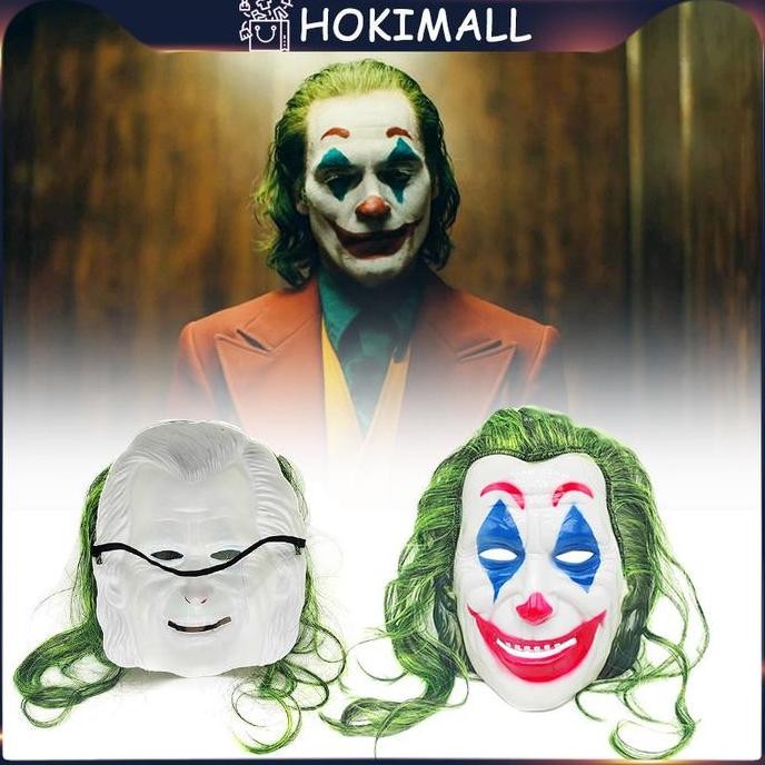 Original Topeng Badut Joker Rambut Hijau Masker Clown Plastik Halloween Cosplay