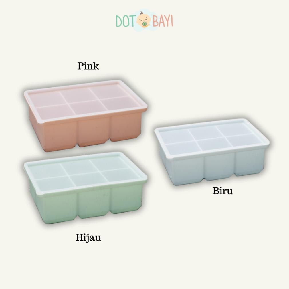 KEIJI (6 Tray) Cetakan Es Batu MPASI Silicon Silikon Ice Cube Tray Tutup