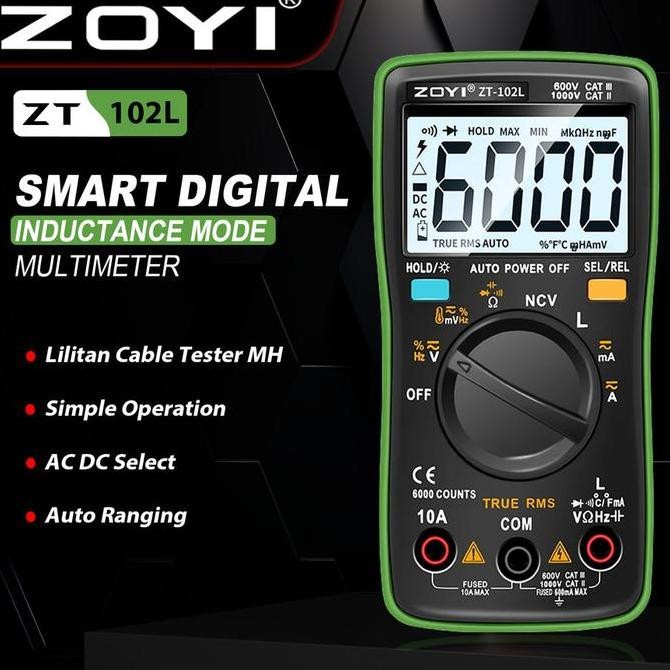 DISKON ZOYI ZT102L DIGITAL MULTIMETER TESTER LISTRIK KAPASITOR DAN INDUKTOR LENGKAP