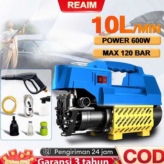 DISKON REAIM MESIN STEAM CUCI MOTOR MOBIL 600W HIGH PRESSURE WASHER PORTABLE