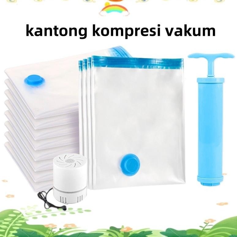 VaKum Plastic Bag Travel / Plastik kompresi vakum / Vakum Baju Pakaian / Tas Penyimpanan Pakaian Vak