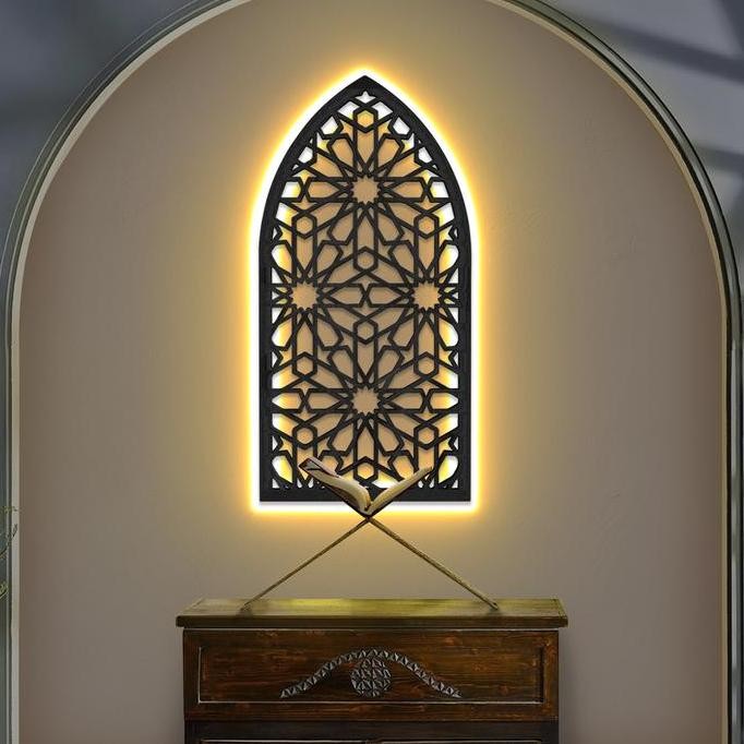 Hiasan Dinding Mihrab Mushola Rumah - Dekorasi Mihrab Dinding + LED