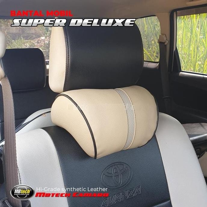 New Bantal Leher Headrest Jok Kulit Mbtech Mobil Avanza