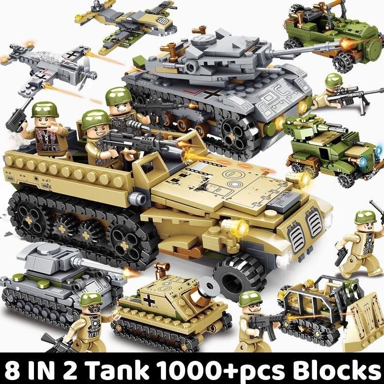 Rt-342 Harga MinimumCod 1000+Pcs Mainan Brick Tank Ww2 Pesawat Mainan Anak Laki Laki / Robot Polisi 
