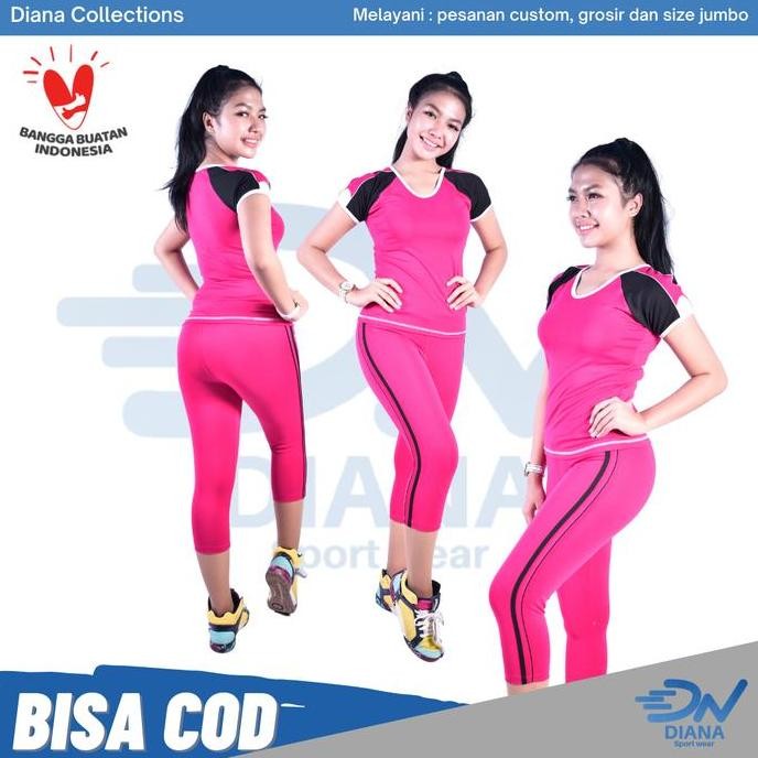 TERLARIS - setelan baju senam wanita warna pink | baju aerobik jumbo pink | pakaian olahraga wanita 