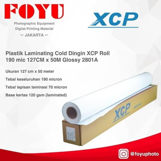 

TERBARU - Plastik Laminating Dingin XCP Roll 190 mic 127CM x 50M Glossy 2801A