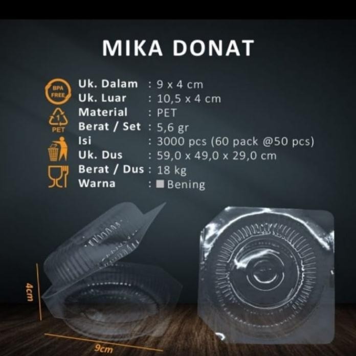 Mika Plastik Donat / Tempat Donat Plastik isi 50