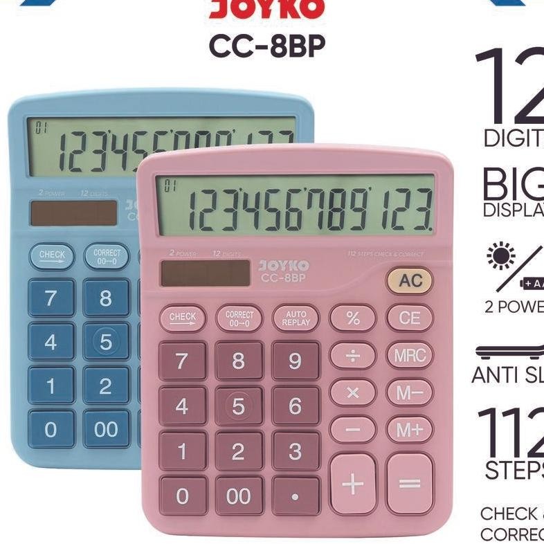 

Kalkulator Che Correct Joyko Cc8Bp 12 Dits Calculator Desktop Cc8 Color Pastel