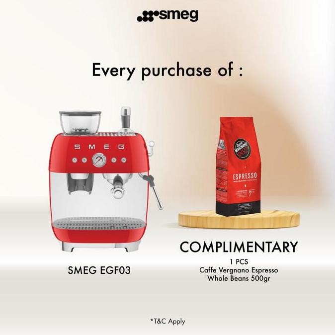 NEW SMEG EGF03 Espresso Manual Coffee Machine with Grinder