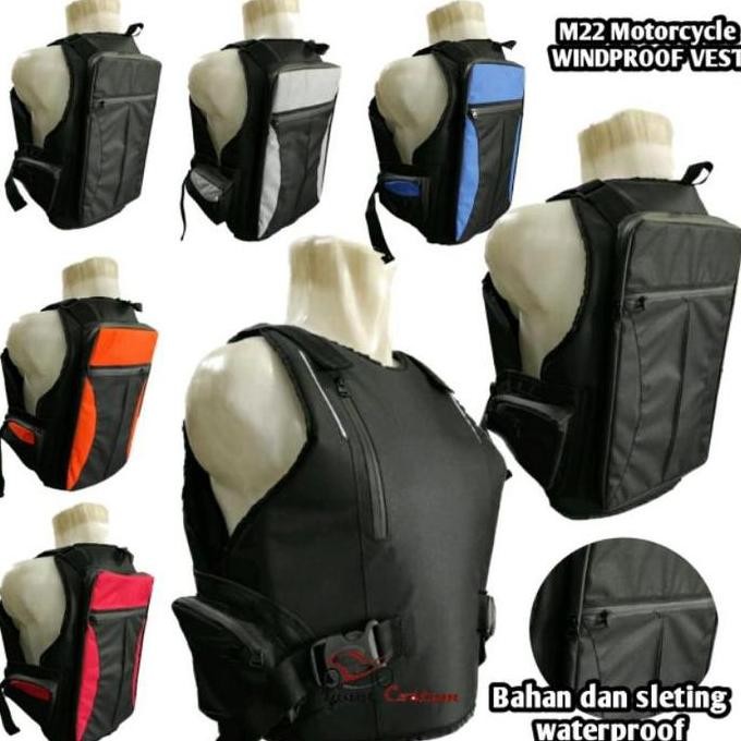 Rompi Motor M22 Original anti angin air windproof waterproof body protector tas laptop dada punggung