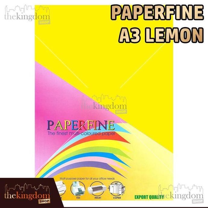 

TERBARU - Paperfine Kertas HVS Warna A3 Lemon Kuning Tua / Isi 500 Lembar 210