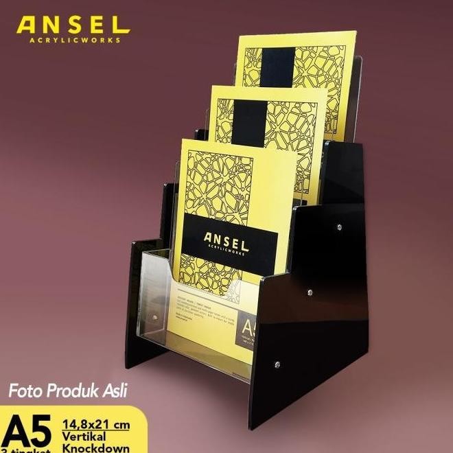 

NEW TEMPAT BROSUR AKRILIK / ACRYLIC FLYER HOLDER - A5 VER -TIPE C 3 SUSUN