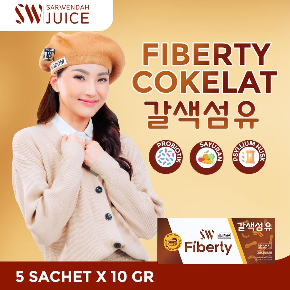 Sarwendah Juice (Cokelat 1 Box 5 Sachet) Sarwendah Fiberty Cokelat 1 Box Isi 5 Sachet