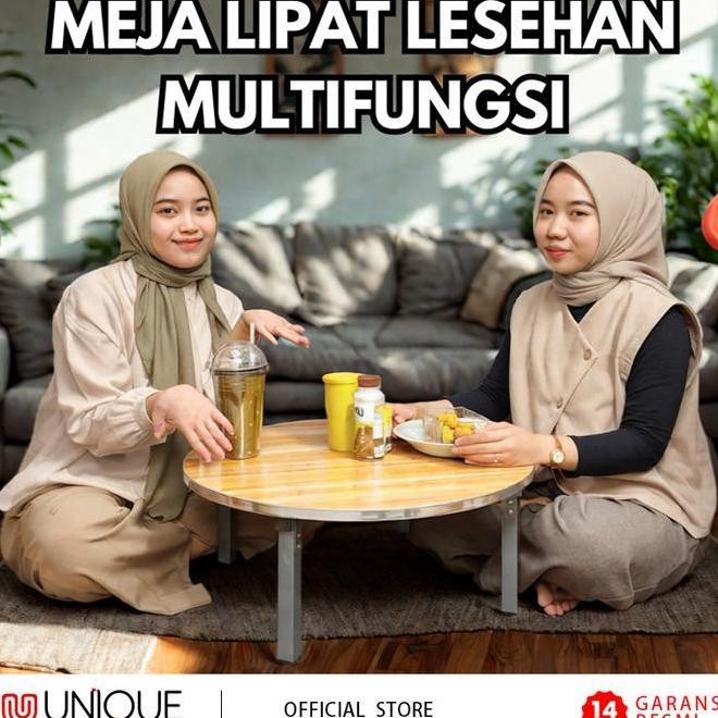 READY MEJA LIPAT BULAT LESEHAN MEJA MAKAN LESEHAN MEJA BELAJAR MEJA LAPTOP MEJA LIPAT SERBAGUNA Z21A