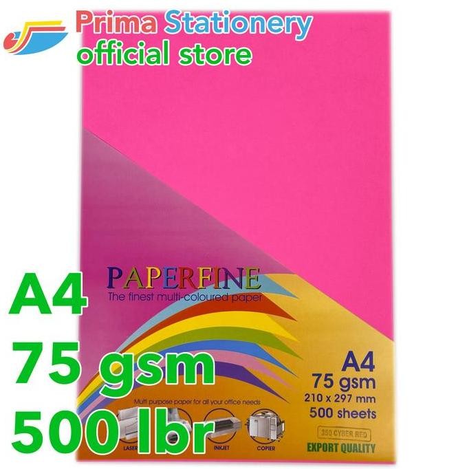 

Paperfine Kertas HVS Warna A4 IT 350 Cyber Red Rim isi 500 lbr [TC]