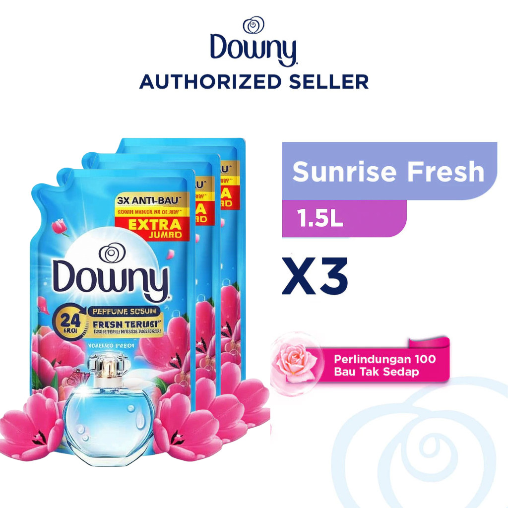 Downy Sunrise Fresh Pewangi Pelembut Pakaian Refill 1.5 l - Isi 3