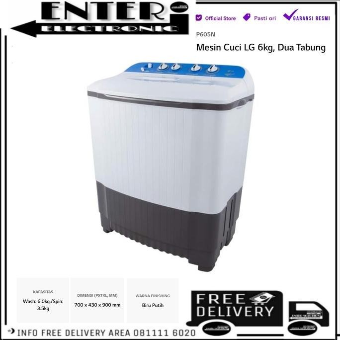 TERMURAH - LG TWIN TUB P605N - LG MESINCUCI 6 KG MESIN CUCI 2 TABUNG LG 6 KG