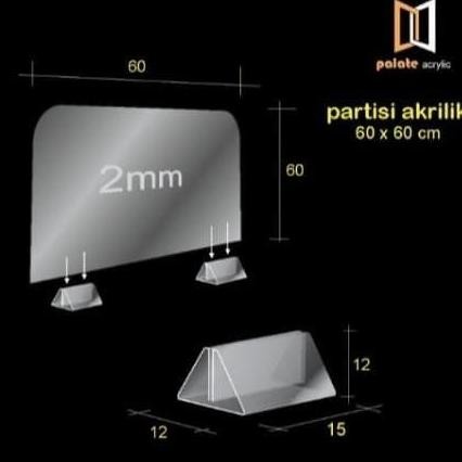 

New !!! PARTISI / SEKAT / AKRILIK PEMBATAS MEJA 60x60 KAKI SEGITIGA 2MM