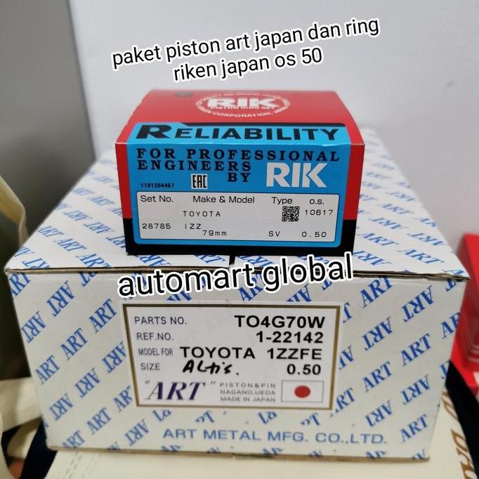 paket piston std Altis ring piston Altis 1zz fe teikin Riken japan
