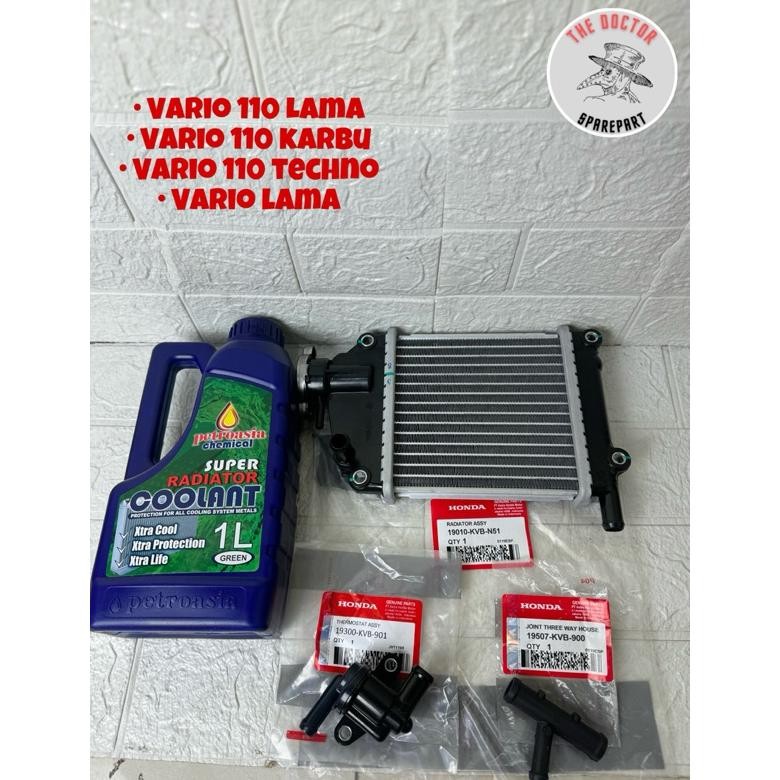 Paket Radiator(KVB)+Air Radiator+Termostat+Selang Radiator Buat motor Vario Karbu, vario 110 karbu, 