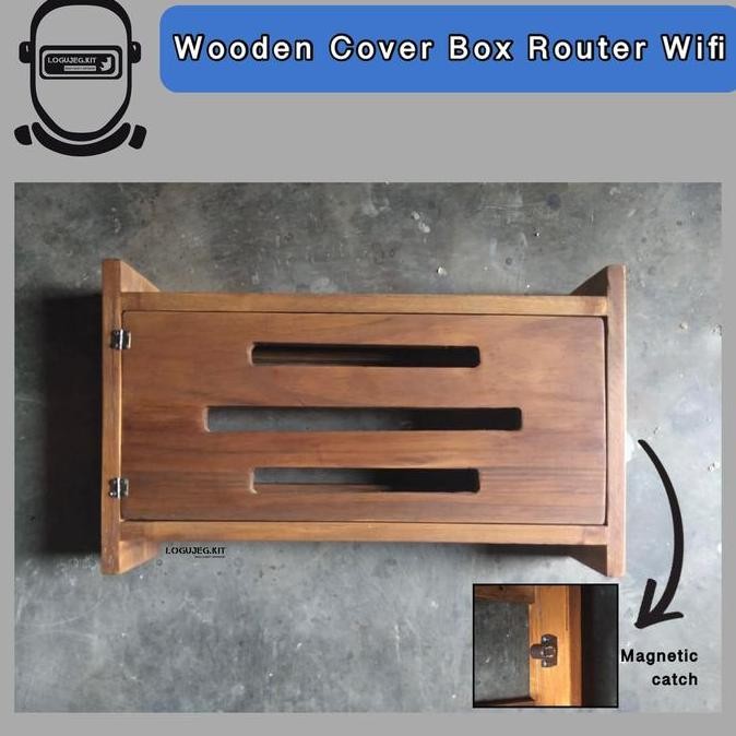 BEBAS ONGKIR - Wooden Cover Box Rak Router Wifi / Kotak Kayu Penyimpan Wifi Router