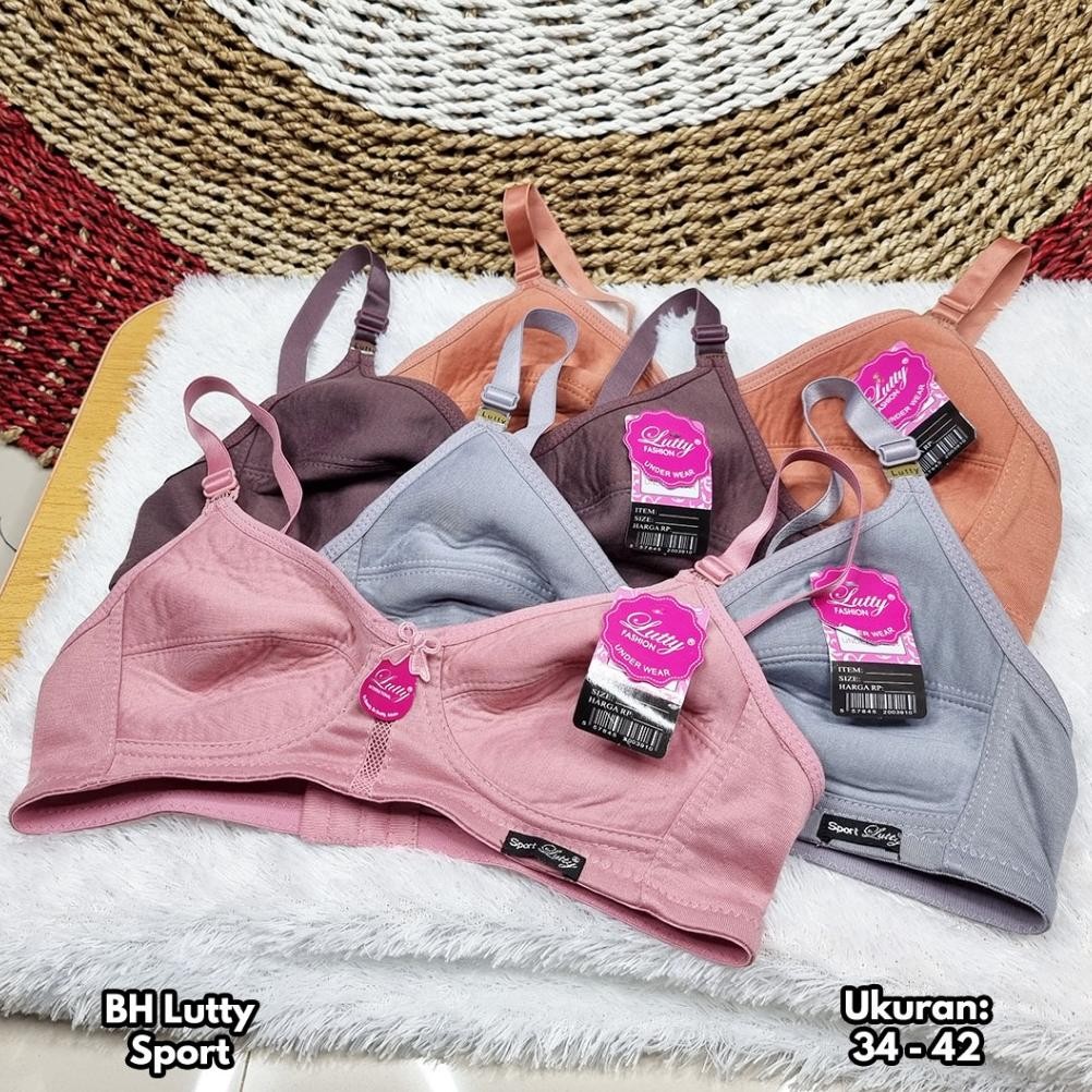 3 Pcs BH Lutty Sport Tanpa Busa Kait 2 dan Kait 3 Sport Bra Lutty BRA Lutty Sport Nugi