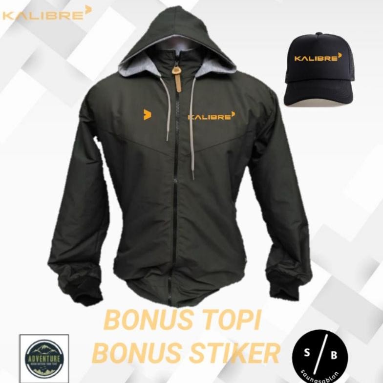 Murah Jaket Kalibre Waterproof Anti Air Bisa Bolak Balik Free Topi & Setiker