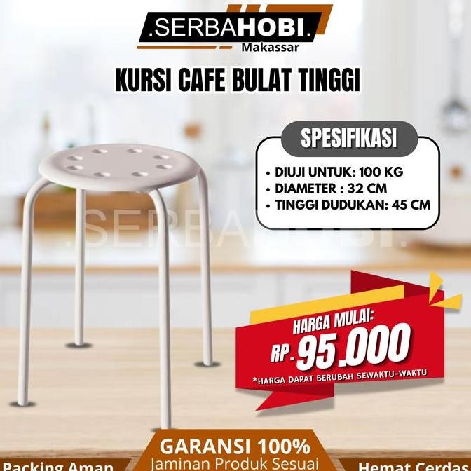 :<:<:<:<] Kursi Bulat Tinggi Minimalis Cocok Untuk Warkop /  Kedai /  Cafe / Restoran