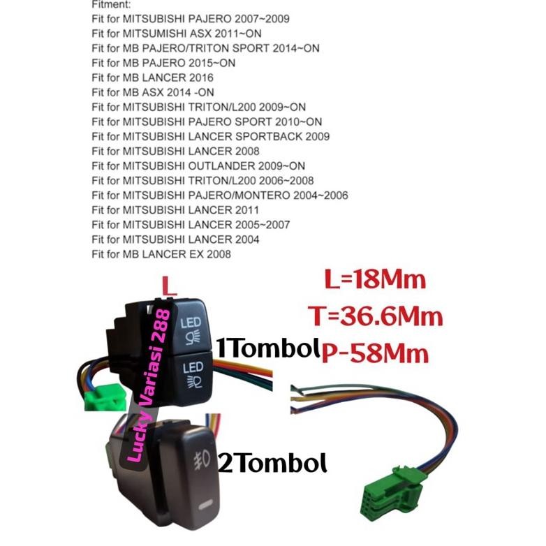 ''Terlaris" Switch Swit Saklar Fog Lamp Lampu Tembak Drl Led Progi Mobil Mitsubishi Pajero 2008-201 