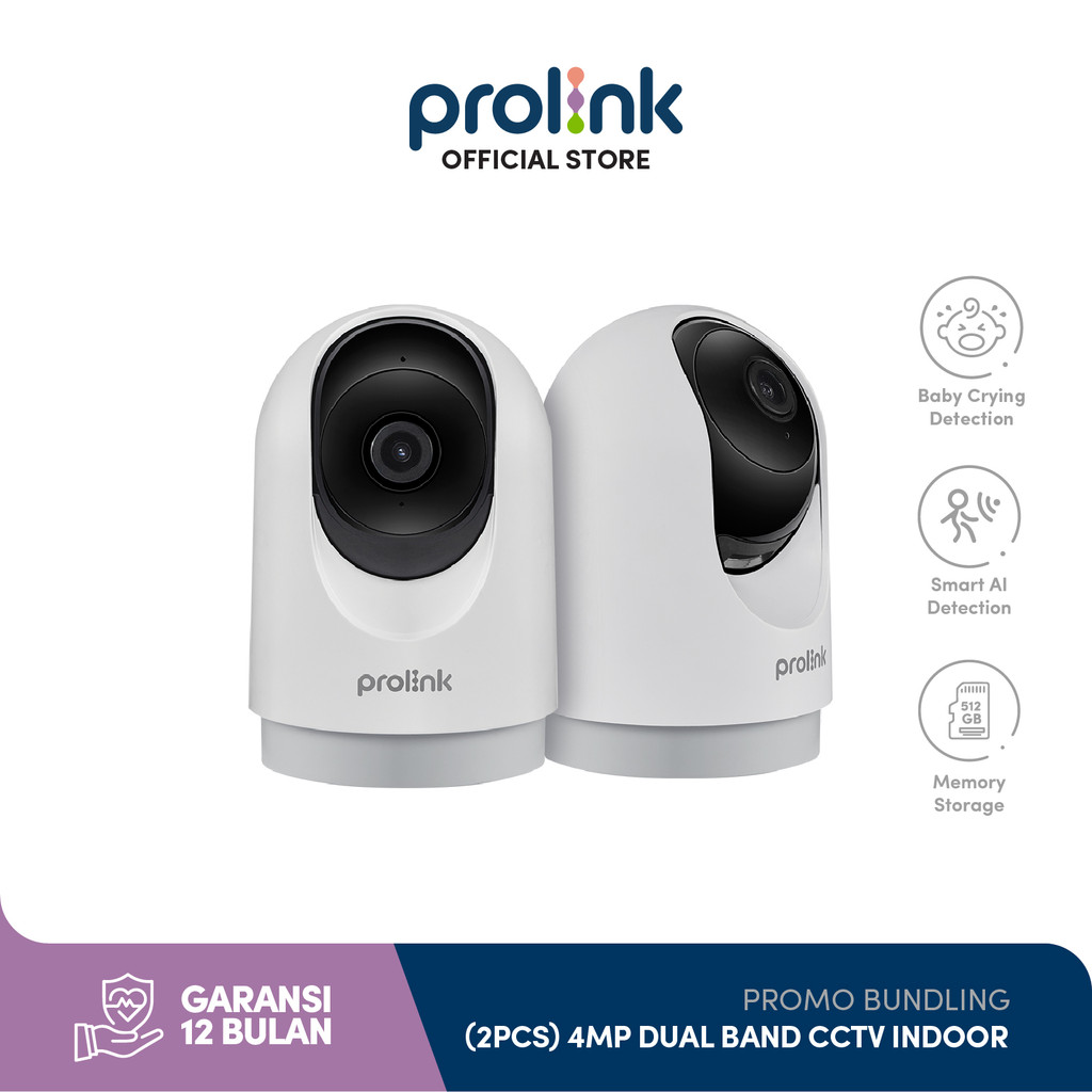 Bundle 2 pcs Prolink 4MP Smart IP Cam CCTV Dual Band Wifi Indoor QHD | 2.5K Kamera CCTV | 360° View 