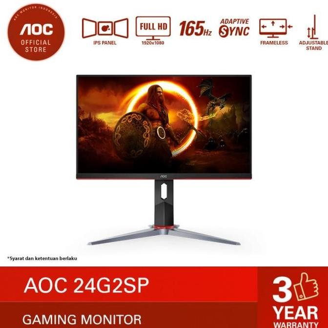 MONITOR LED AOC 24G2SP 23,8" IPS 165HZ FHD 1MS (DOT) ORIGINAL DAN TERPERCAYA