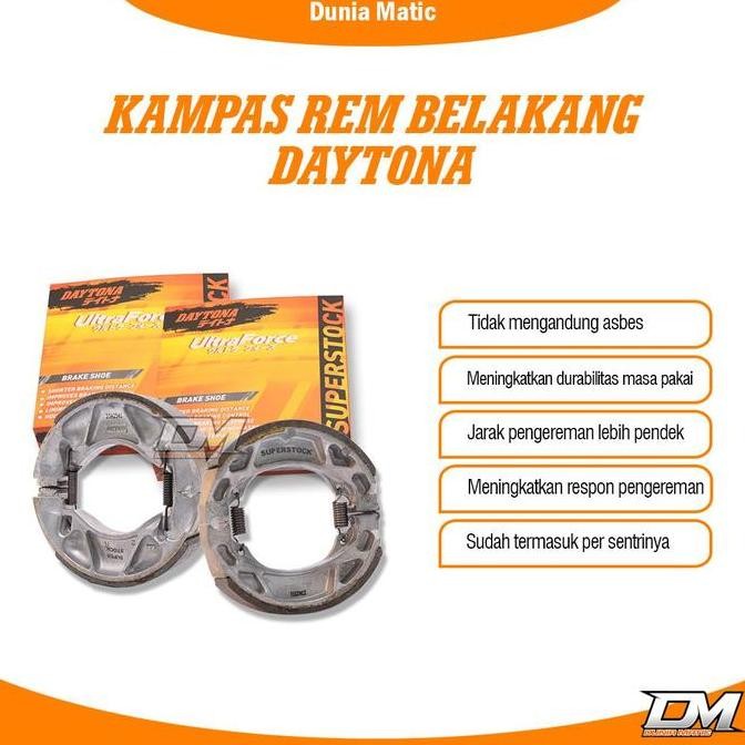 ''Terlaris" Kampas Rem Belakang Tromol Daytona Beat Scoopy Vario 12/10 Pcx 10 (Cbu) Karisma Supra X 