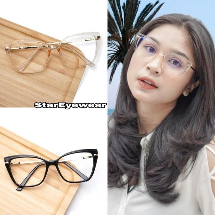 Frame Kacamata Cat Eye Wanita Free Lensa Minus Antiradiasi - SE95825