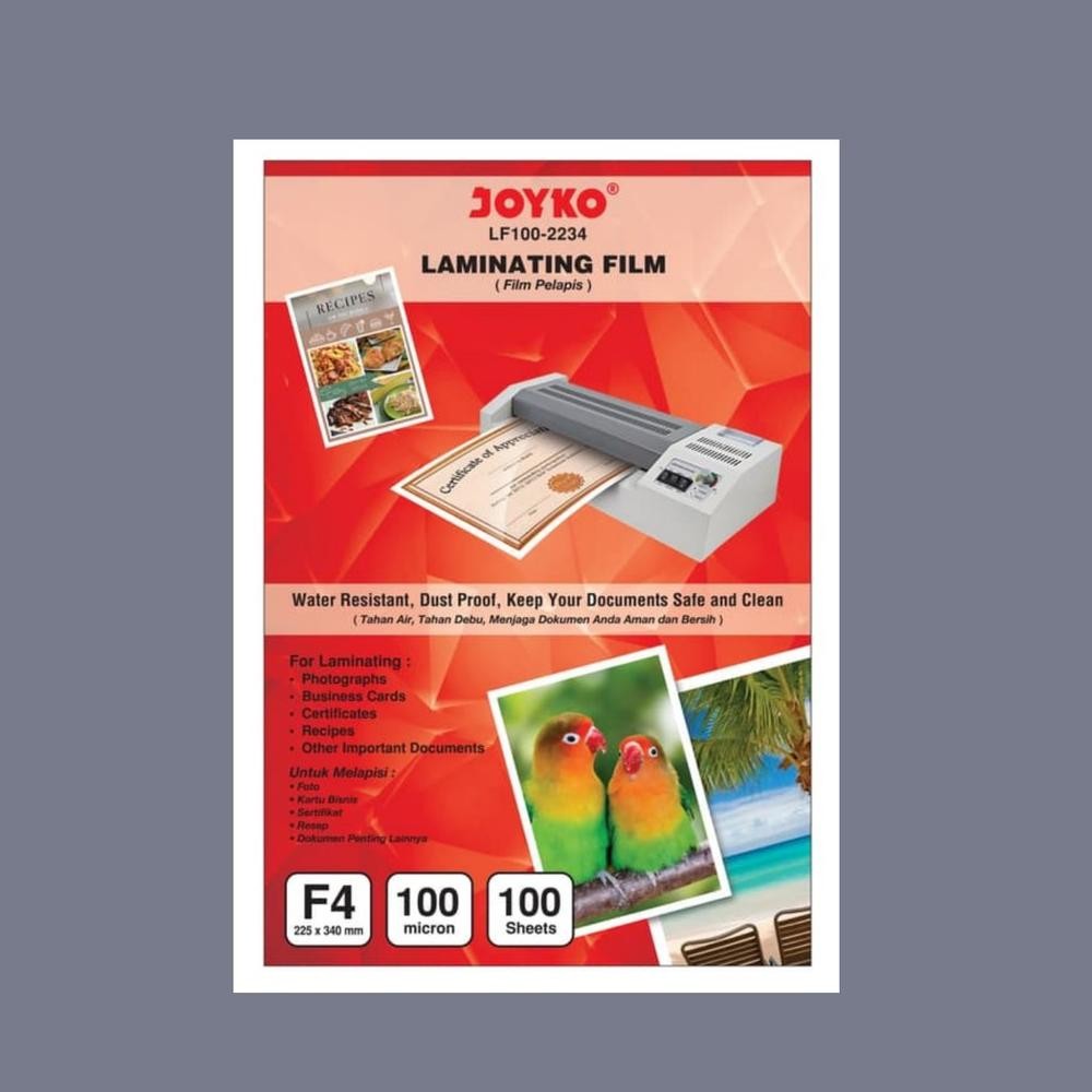 

plastik laminating F4 joyko laminasi panas hot 100 micron