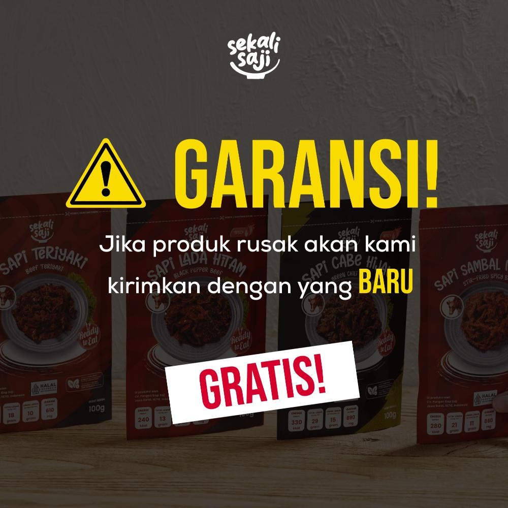 

SEKALI SAJI - Lauk Matang Siap Saji Sapi Lada Hitam 100gr Makanan Instan Halal SekaliSaji