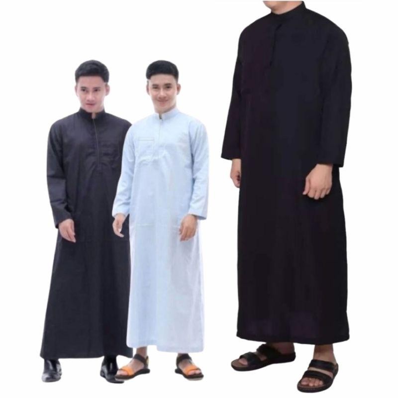 Sg Jubah Pria Resleting / Gamis Pria / Gamis Hitam / Thobe Arab / Gamis Arab Pria / Jubah Zaafer