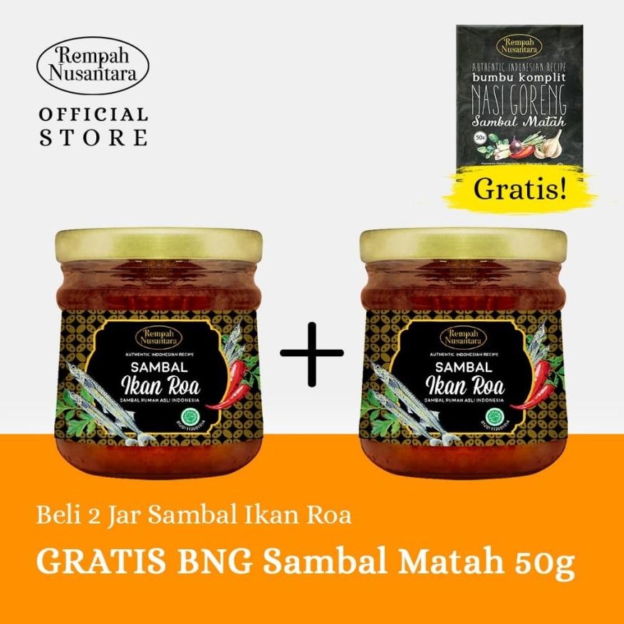 

(FREE BUMBU NASI GORENG SAMBAL MATAH 50G) 2 X SAMBAL ROA 120G JAR