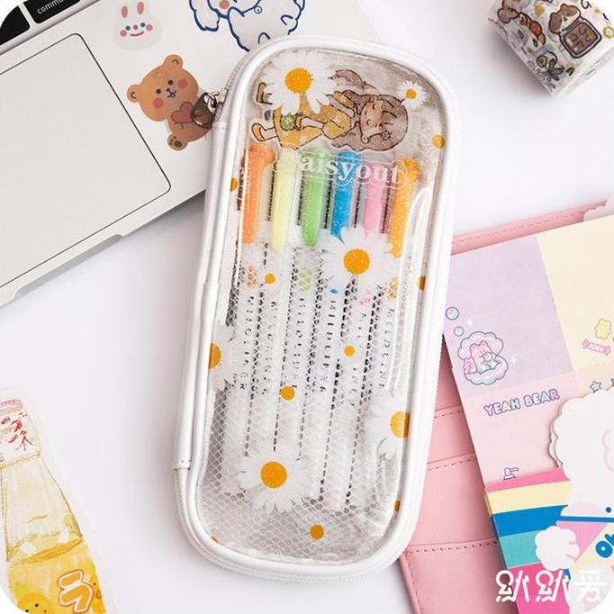 

Baru Kotak Pensil Transparan Imut Resleting Model Zipper Lucu Sk0062