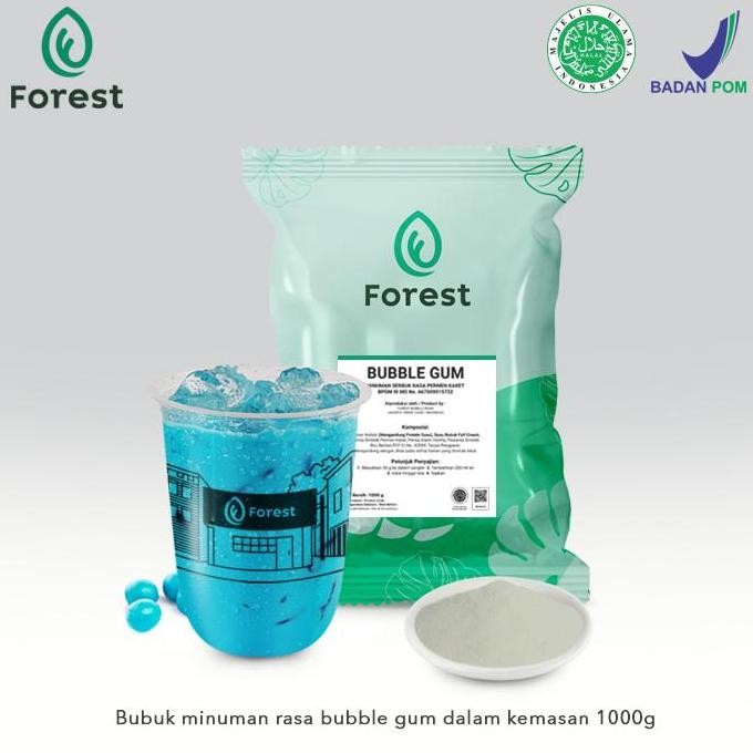 

baru bubuk minuman rasa bubble gum 1 kg - forest powder drink varian permen karet